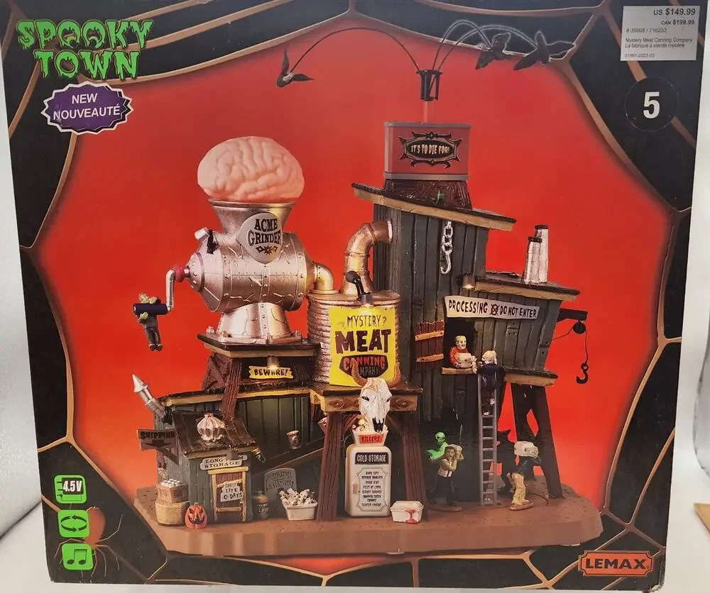 🚨 Lemax Village House Spooky Town Halloween Mystery Meat Canning Company 35008